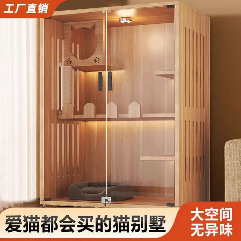 

Cat Villa Home Indoor Cat Nest Large Free Space Solid Wood Luxury House Small