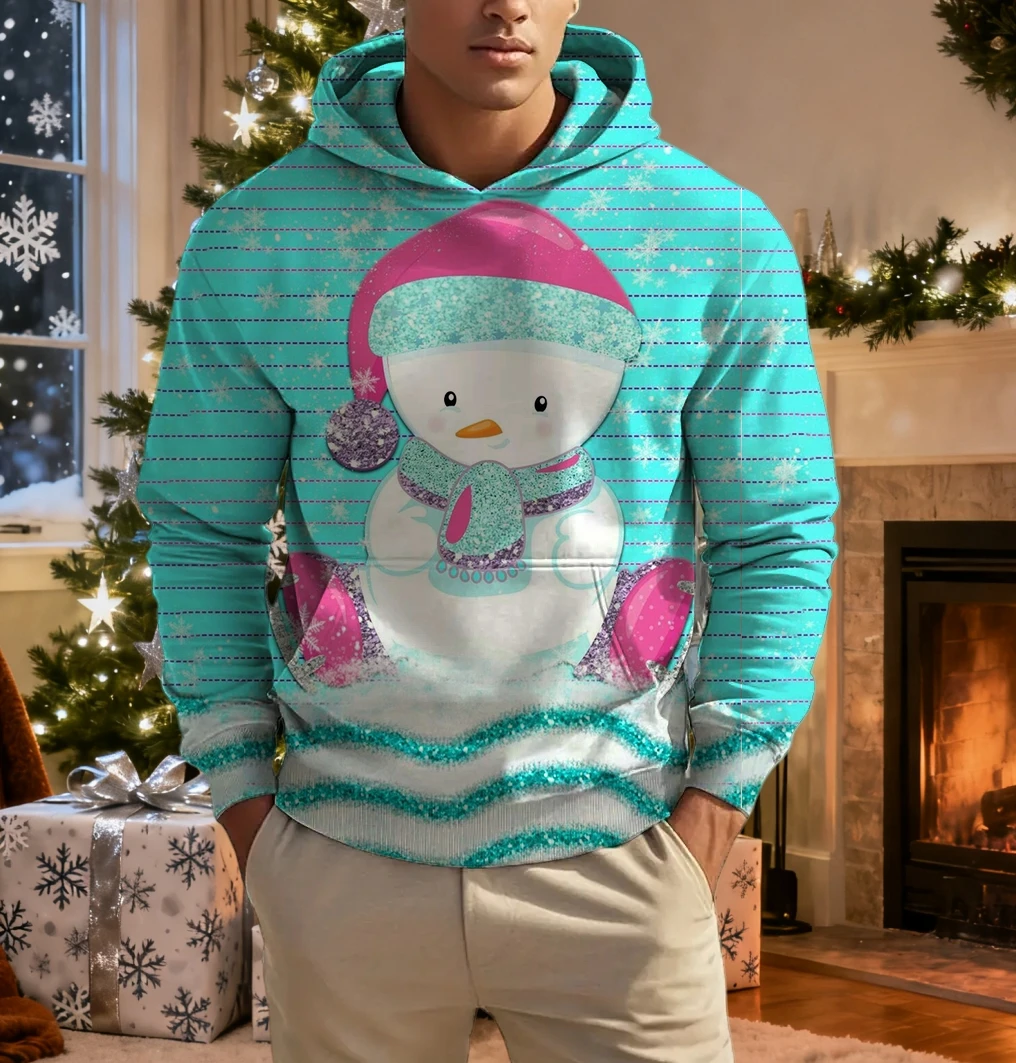 الرجال عيد الميلاد الرنة طباعة هوديي الحيوان الكرتون نمط البلوز عارضة لطيف البلوز المتضخم المتناثرة للجنسين الملابس #3