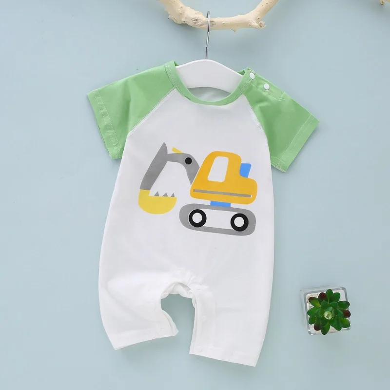 Summer Baby Boy Romper Cartoon Cotton Climbing Suit Infant Jumpsuit Toddler Girl Clothing Short Sleeve Tracksuit Chldren A1021