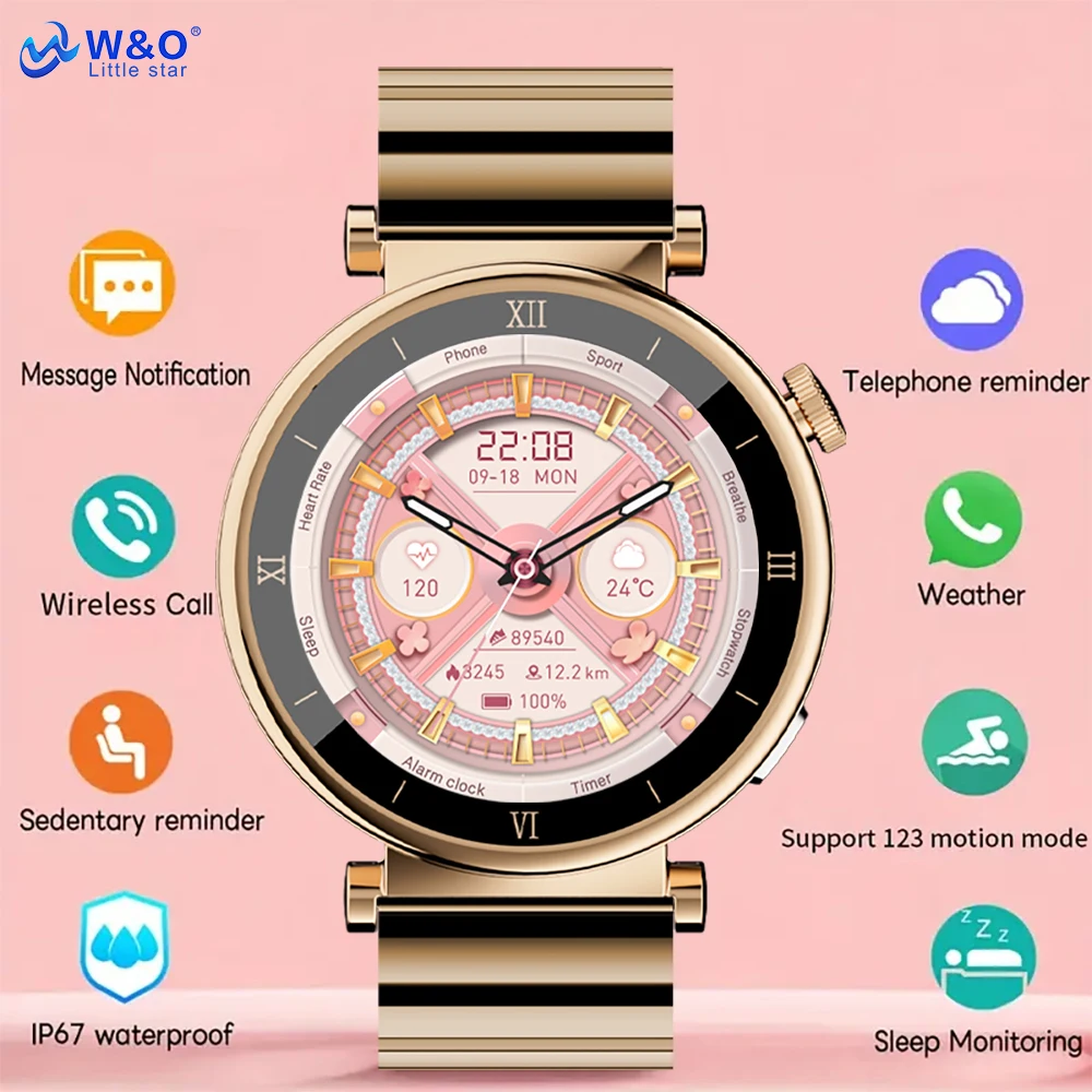 

W&O X6 Pro Woman Sports Smart Watch Smartwatch BT Call Message Notification AI Voice Assistant Watches For Android IOS Phone