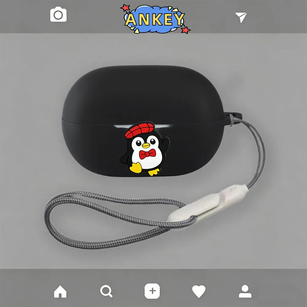 Compatible with QCY MeloBuds A30 Earphones Silicone Protective Case, Premium Nylon Lanyard, Dinosaur Cartoon Pattern Case view 2