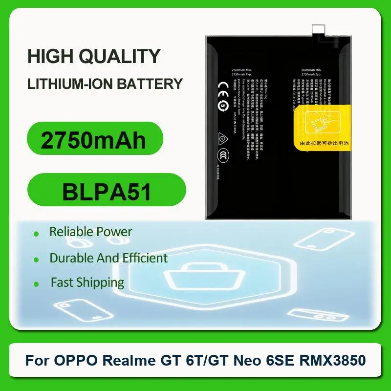 Battery For OPPO Realme GT 6T/GT Neo 6SE RMX3850 Reno 10