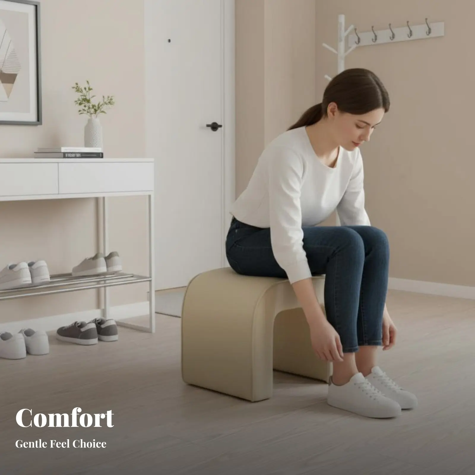 Button-Tufted Low Stool Multi-Functional Footrest Luxury Design adaptable Use for Adults, Women, Living Room, Entryway, Bedroom