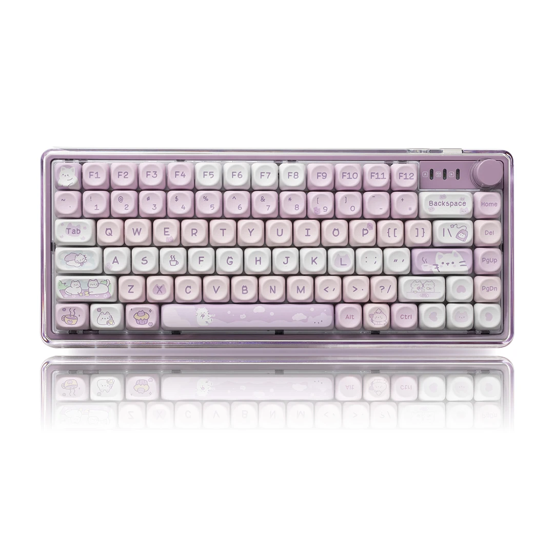 

Dared To V82pro Cartoon Keycap Wireless Bluetooth Mechanical Keyboard Three Modes Diy Girls' Office Game Keyboard