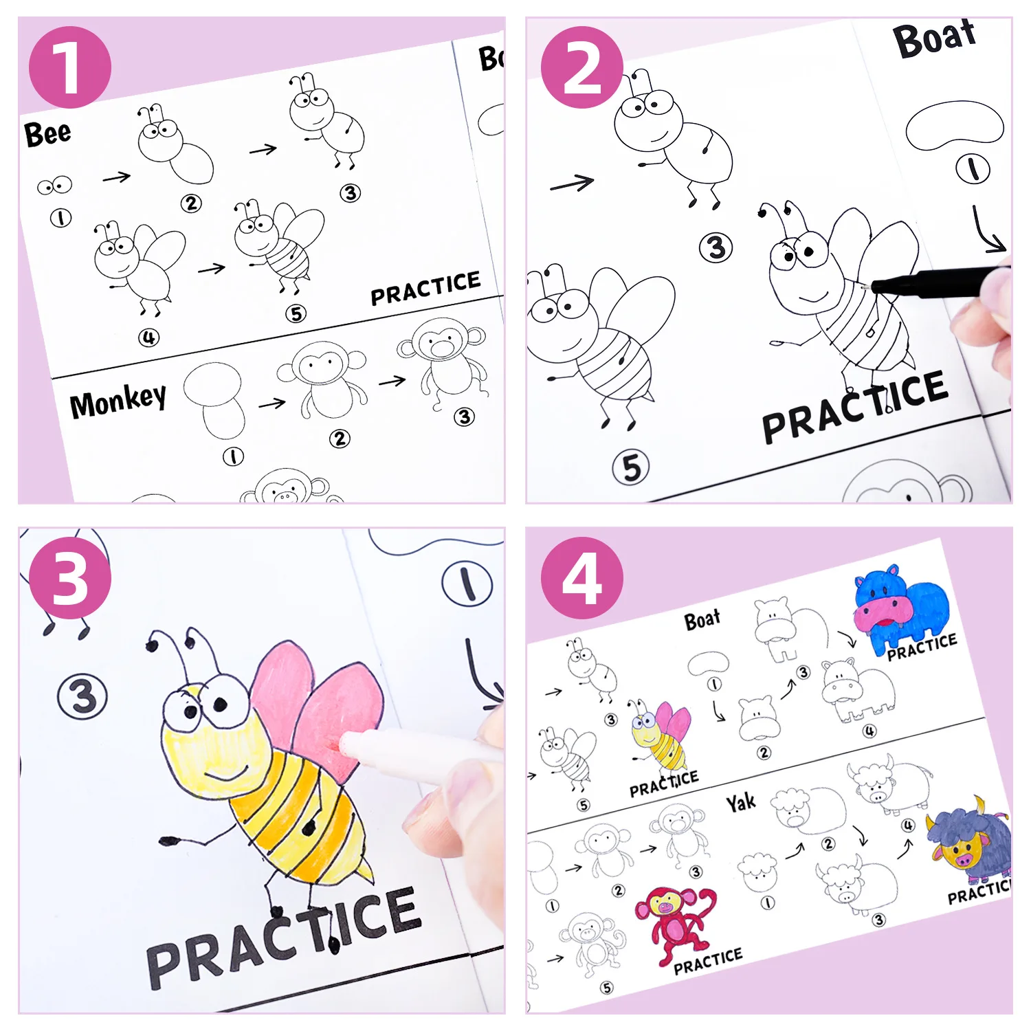 Kids Drawing Book with Step-by-Step Instructions - Learn To Draw Burgers, Donuts, Hot Dogs, Pizza, Fruits Coloring Book