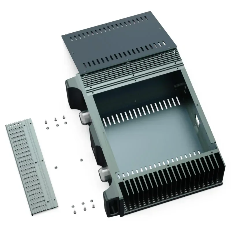 

With Handle Radiator Width 370mm Height 80mm 120mm Black All Aluminum Amplifier Chassis Enclosure / Case / DIY Box