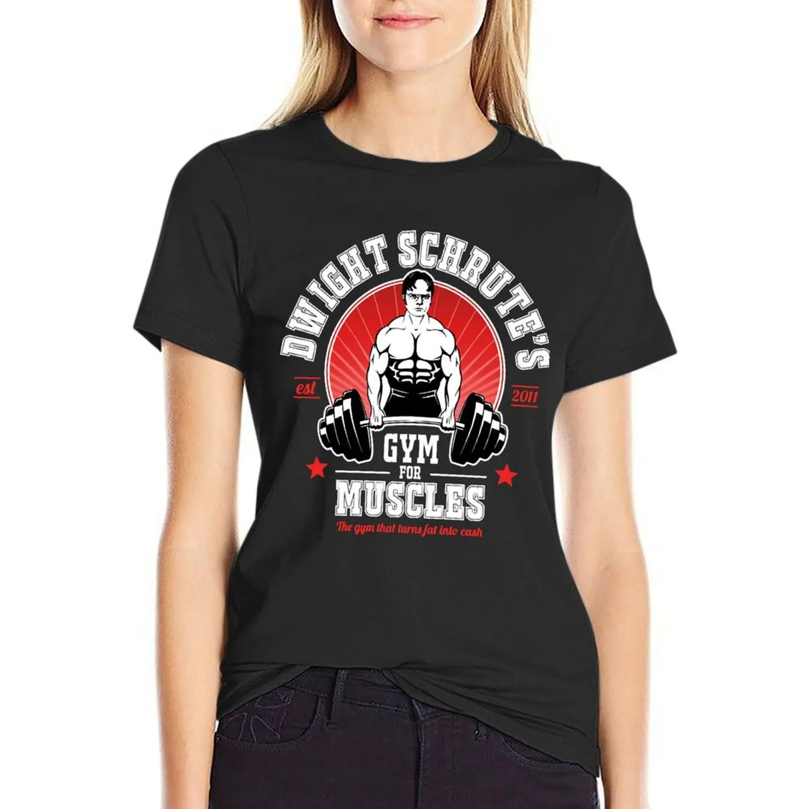 Dwight Schrute's Gym For Muscles T-Shirt heavyweights quick drying Womens clothing