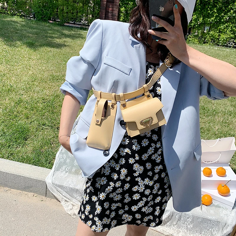 2023 neue 2Pcs Taille Taschen für Frauen Hohe Qualität PU Brust Tasche Designer Bodypack Nette Taille Pack Luxus Geldbörse umhängetasche – Detail 10