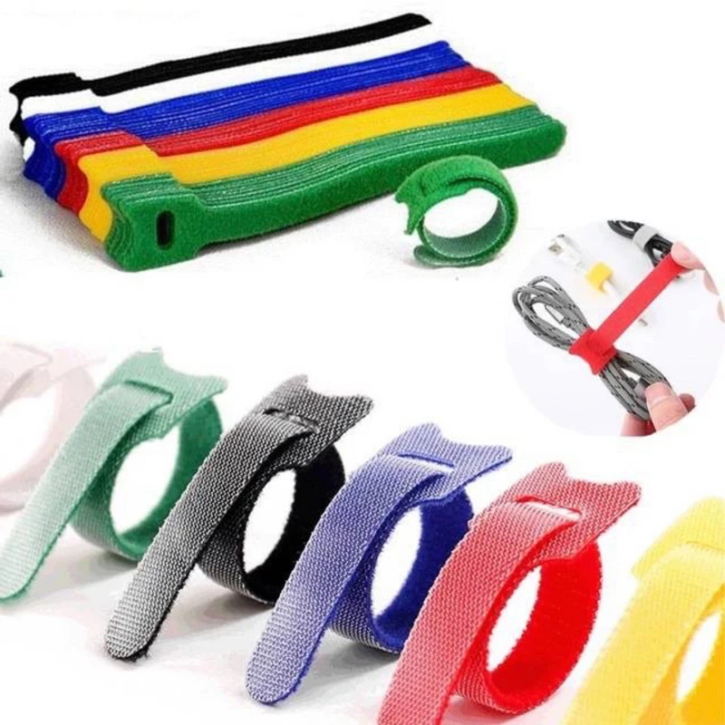 Releasable Cable Ties Colored Plastics Cable ties Nylon Loop Wrap Zip Bundle 10pcs Color mixing