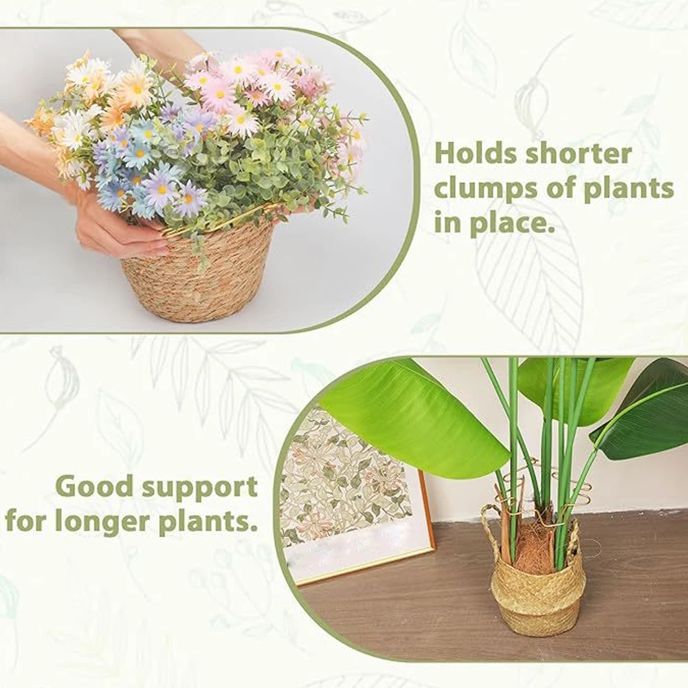 Leaf Pattern Metal Plant Supports 6 Pack for Stem Guidance and Upright Growth of Climbing Plants in Limited Space Areas