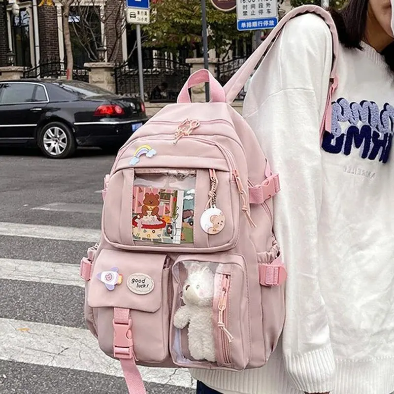 Cute Women Backpacks Waterproof Multi-Pocket Nylon School Backpack for Student Female Girls Kawaii Laptop Book Pack Mochilas