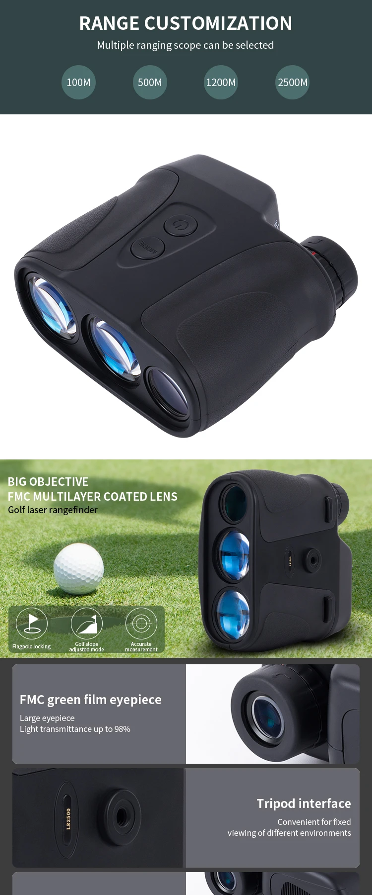 LUXUN Hot Sale  Distance Meter Golf  Rangefinder 5-2500m Measure Monocular  Range Finder Hunting