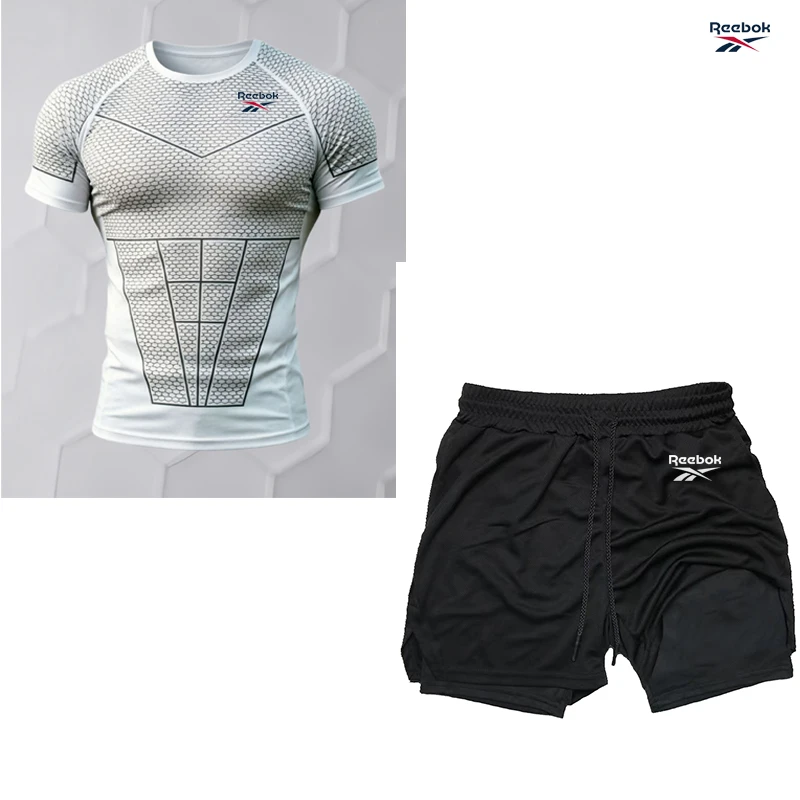 Reebok 2-in-1 Shorts with Compression T-Shirt - Men's Sports Set - Quick-Dry Running Sportswear - Fitness Training Collection - view 4