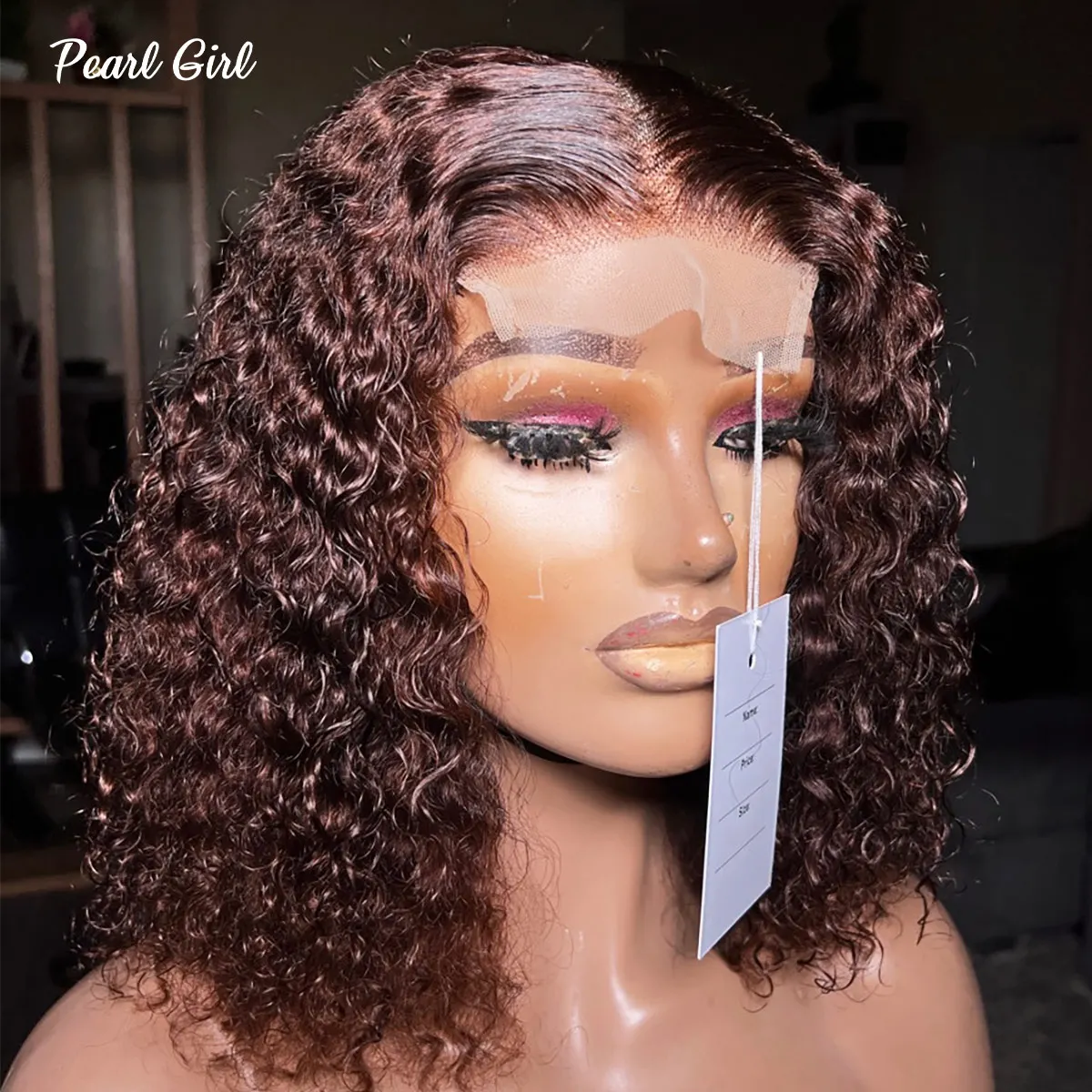 

Super Double Drawn Brown Color Kinky Curly Bob Wig Human Hair 13x6 13x4 HD Lace Front Bob Wigs Pre Plucked 4x4 5x5 Closure Bob
