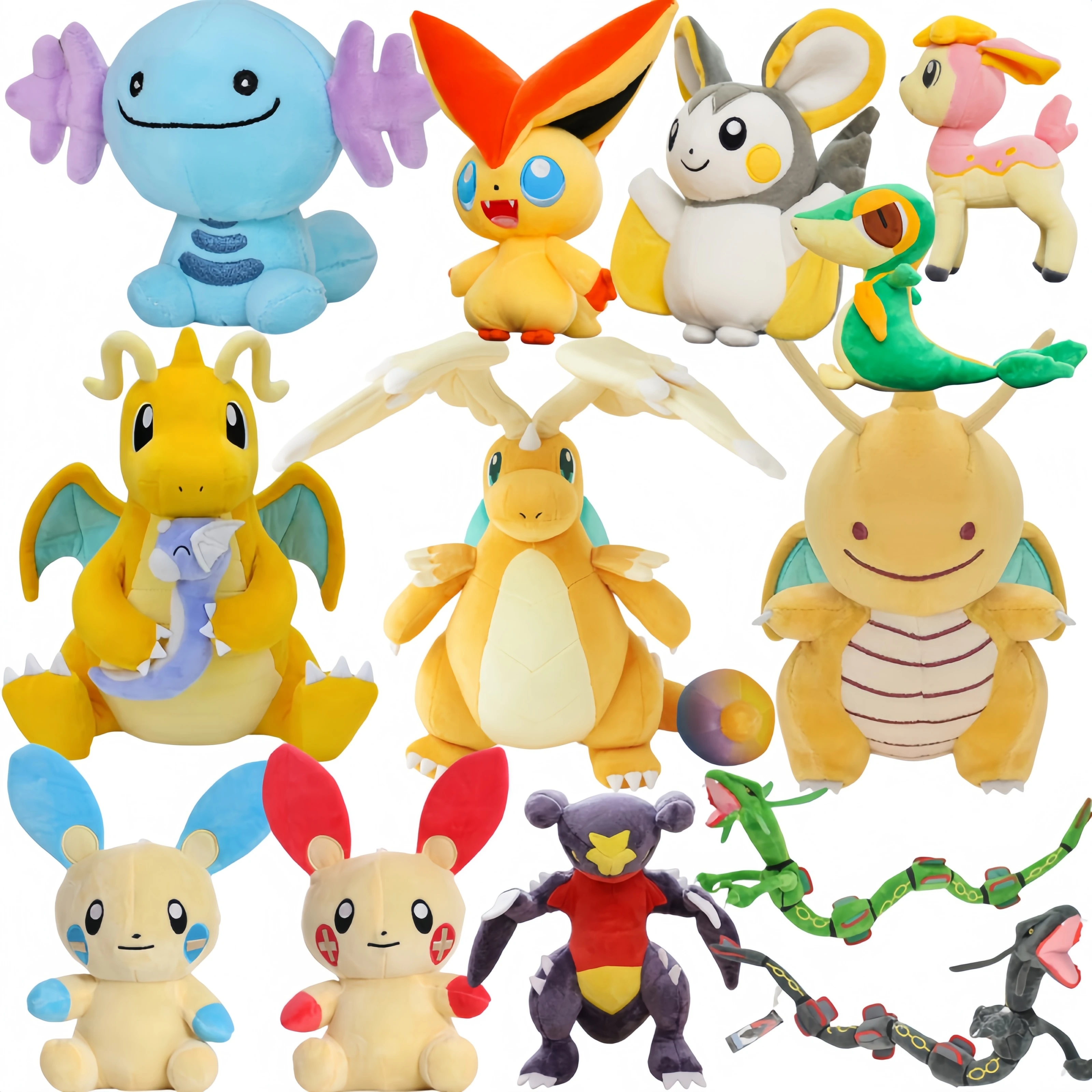 Pokemon Mega Super Evolution Drachen Charizard Dragonite Plüschpuppe Plusle Minun Wooper Rayquaza Victini Tepig Deerling Nivy Puppe