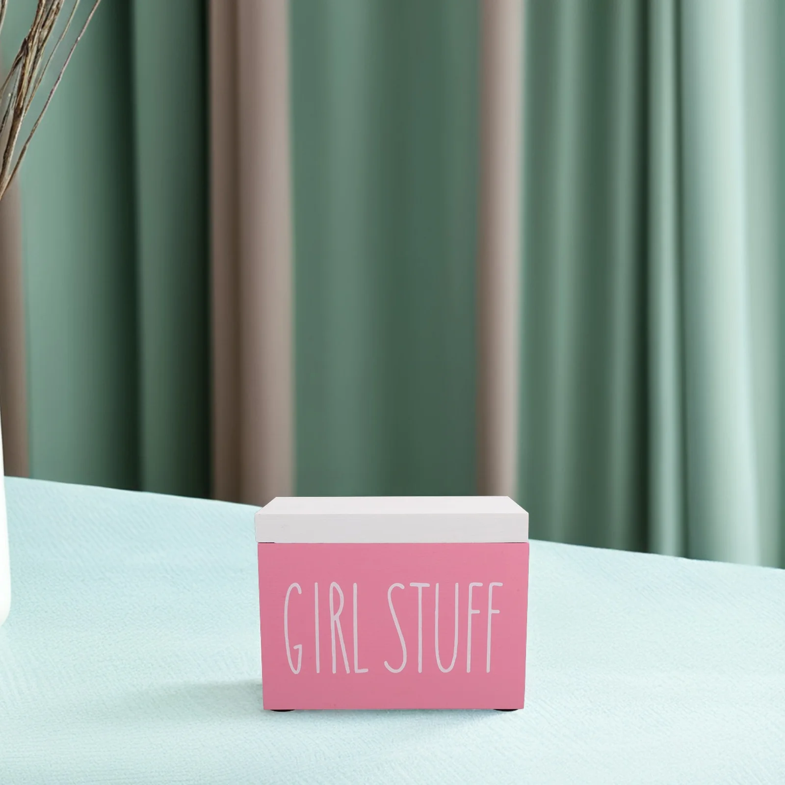 

Wood Bathroom Storage Box with Lid Solid Wood Makeup Organizer Cotton Pad Holder Jewelry Tray Compact Bathroom Countertop