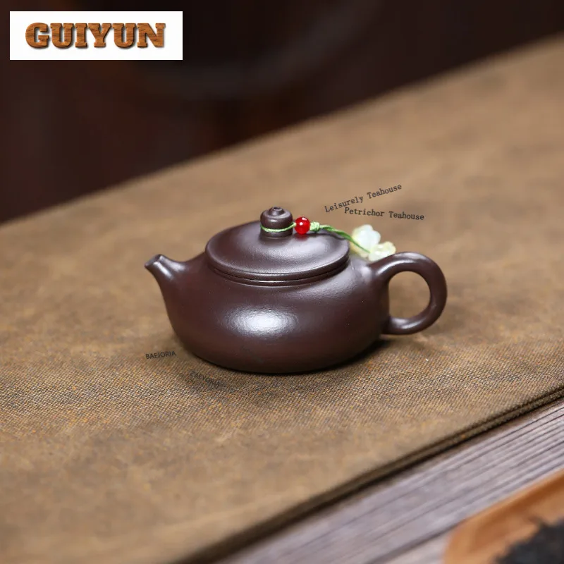 

110ml Elegant Yixing Purple Clay Teapots Handmade Han Jiang Pot Raw Ore Purple Mud Kettle With Strainer Zisha Tea Set Collection