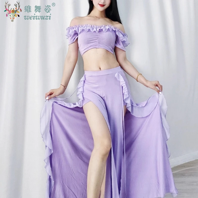 Robe de danse du ventre pour femmes, nouvelle collection élégante, fendue sur le côté, vêtements de Performance, vêtements de compétition de danse orientale, été