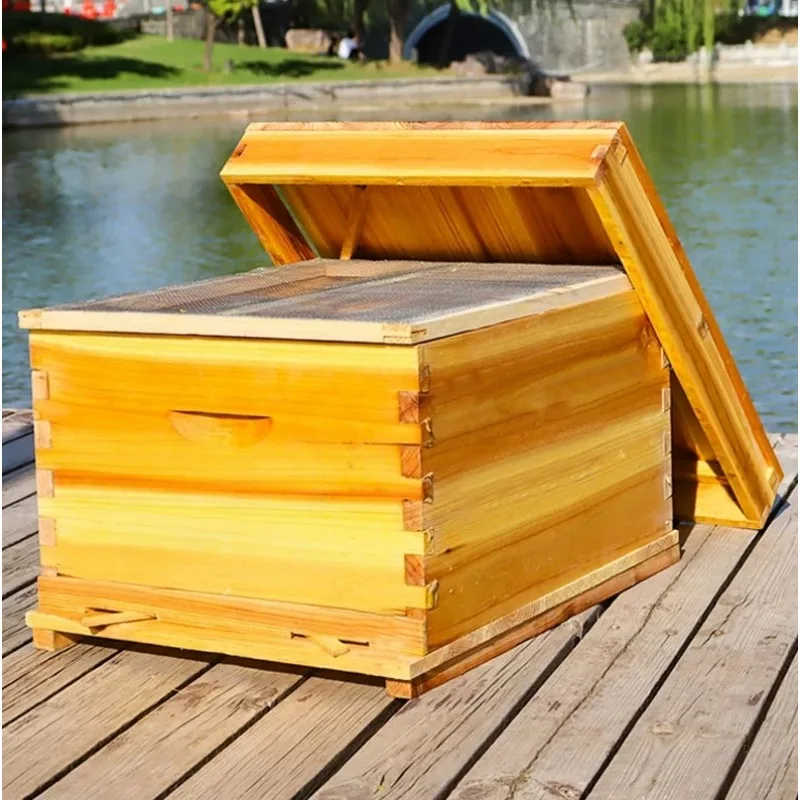Wooden Beehive Box Fir Wood Beekeeping Hive House for Apiculture Beekeeper Bee Raising Equipment