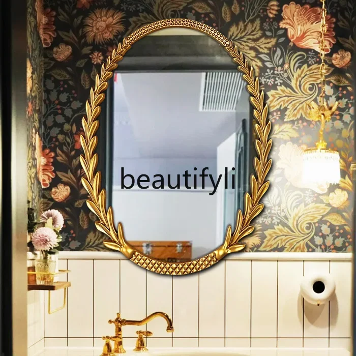 

H5556French retro oval bathroom mirror vanity mirror wall art smart wall hanging toilet