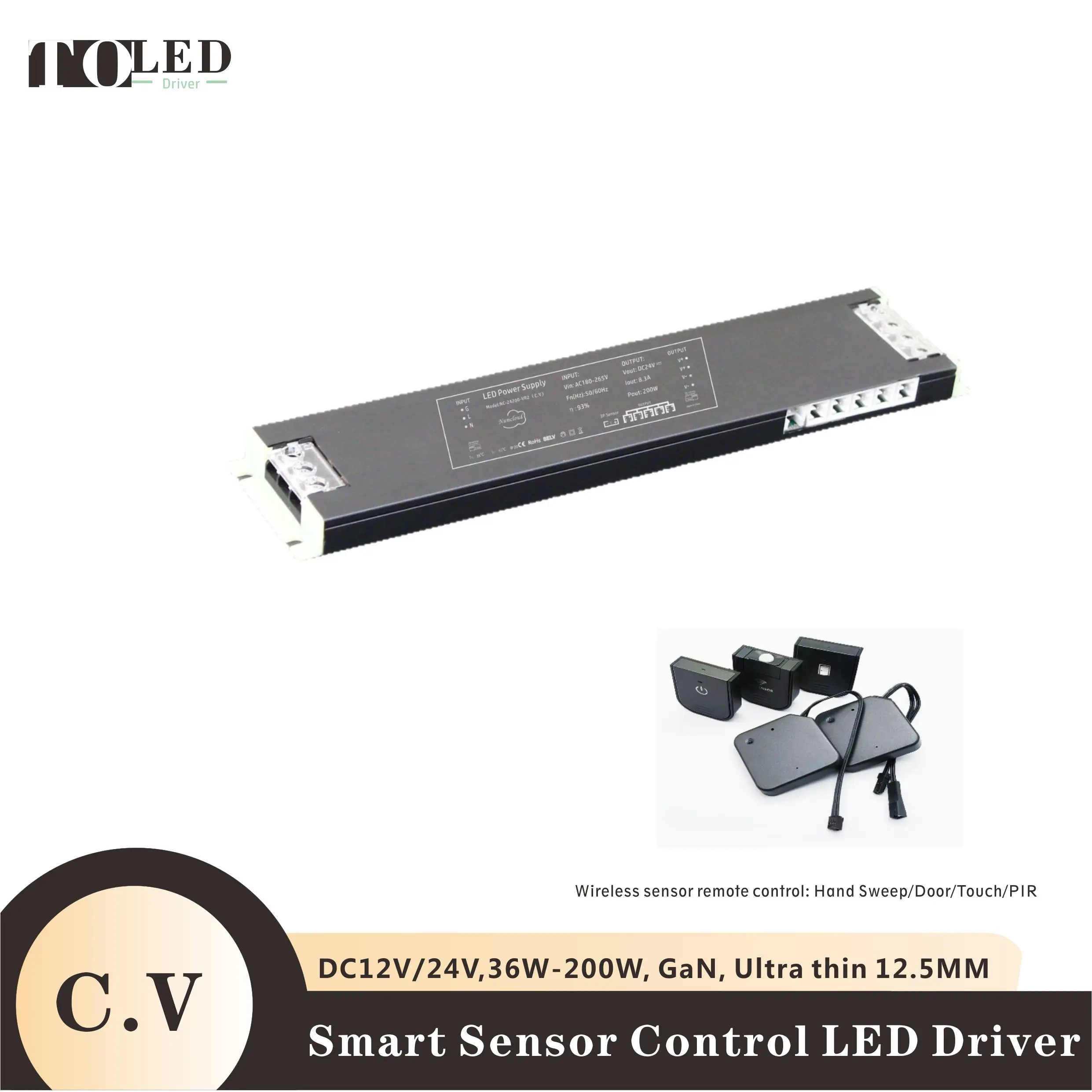Transformador de Iluminación de Gabinete Atenuable con Control Inteligente Inalámbrico, Controlador de Fuente de Alimentación LED, DC12V/24V 36W 60W 100W 150W 200W, CE GaN