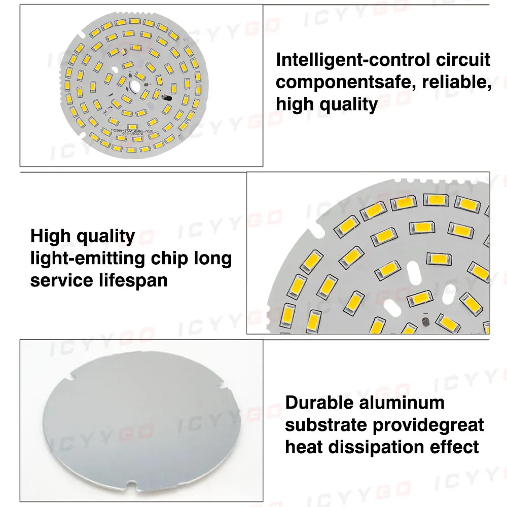 Imagem -03 - Placa Pcb com Cabo de Alimentação de Soldadura Lâmpada Led Fonte de Luz Alumínio Faça Você Mesmo 3w 5w 7w 9w 12w 15w 18w 24w 36w 50w