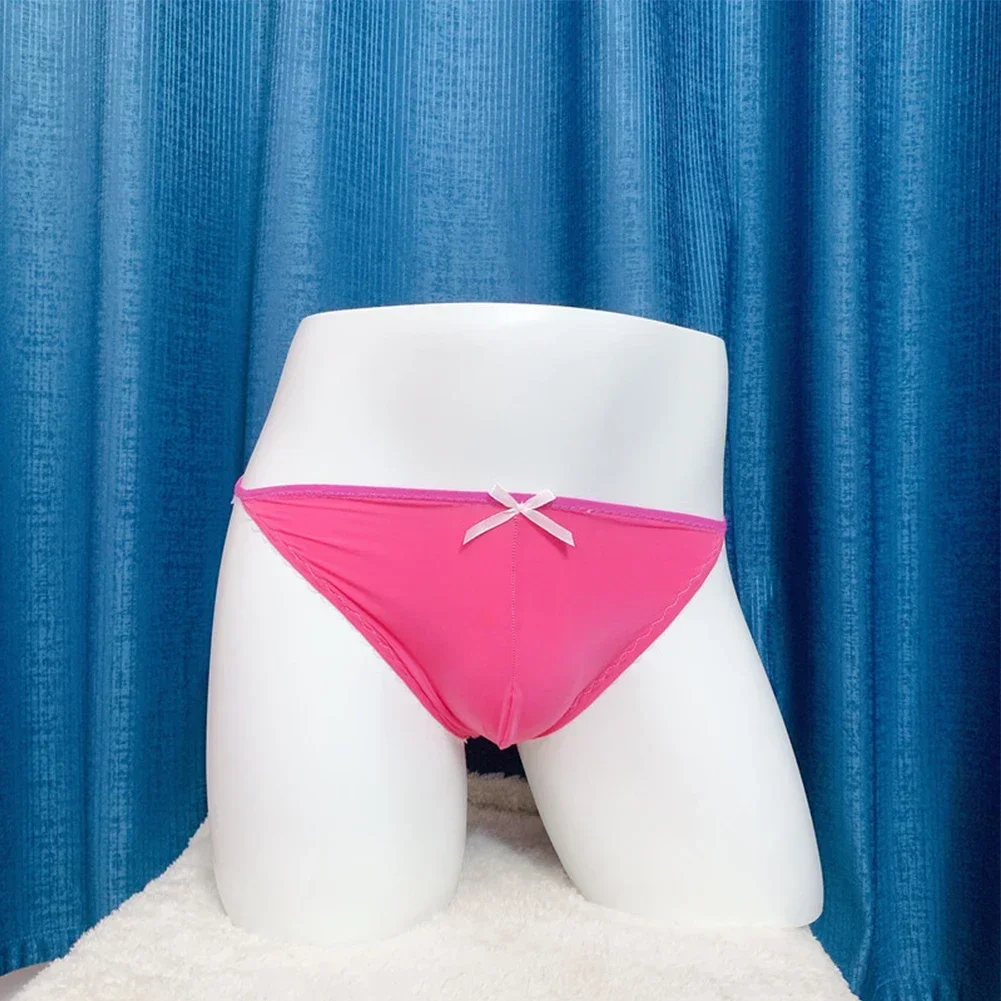 Sexy U Convex Briefs Men Underwear Ice Silk Sheer Bulge Pouch Bikini Brief Thongs Porn Underpants Scrotum Bulge Panties