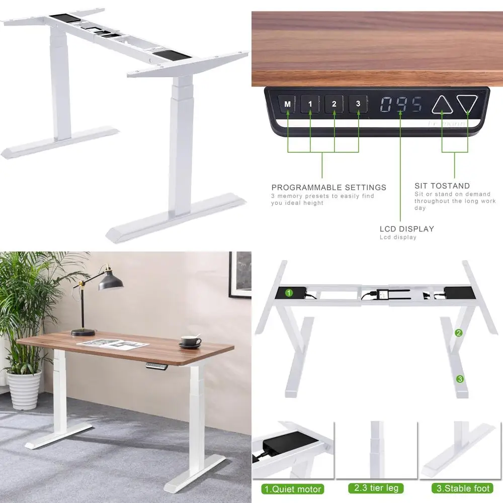 

Электрическая регулируемая настольная рама Fromann: трехъярусные ножки с двумя двигателями для сидячих столов белого цвета для домашнего и офисного использования