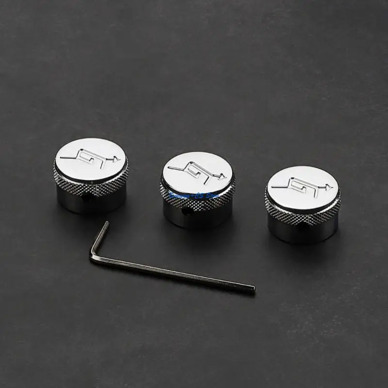 

Y51D 3Pcs Guitar Bass Knobs with Hole Volumes Tone Knobs Metal Guitar Dome Top Knobs