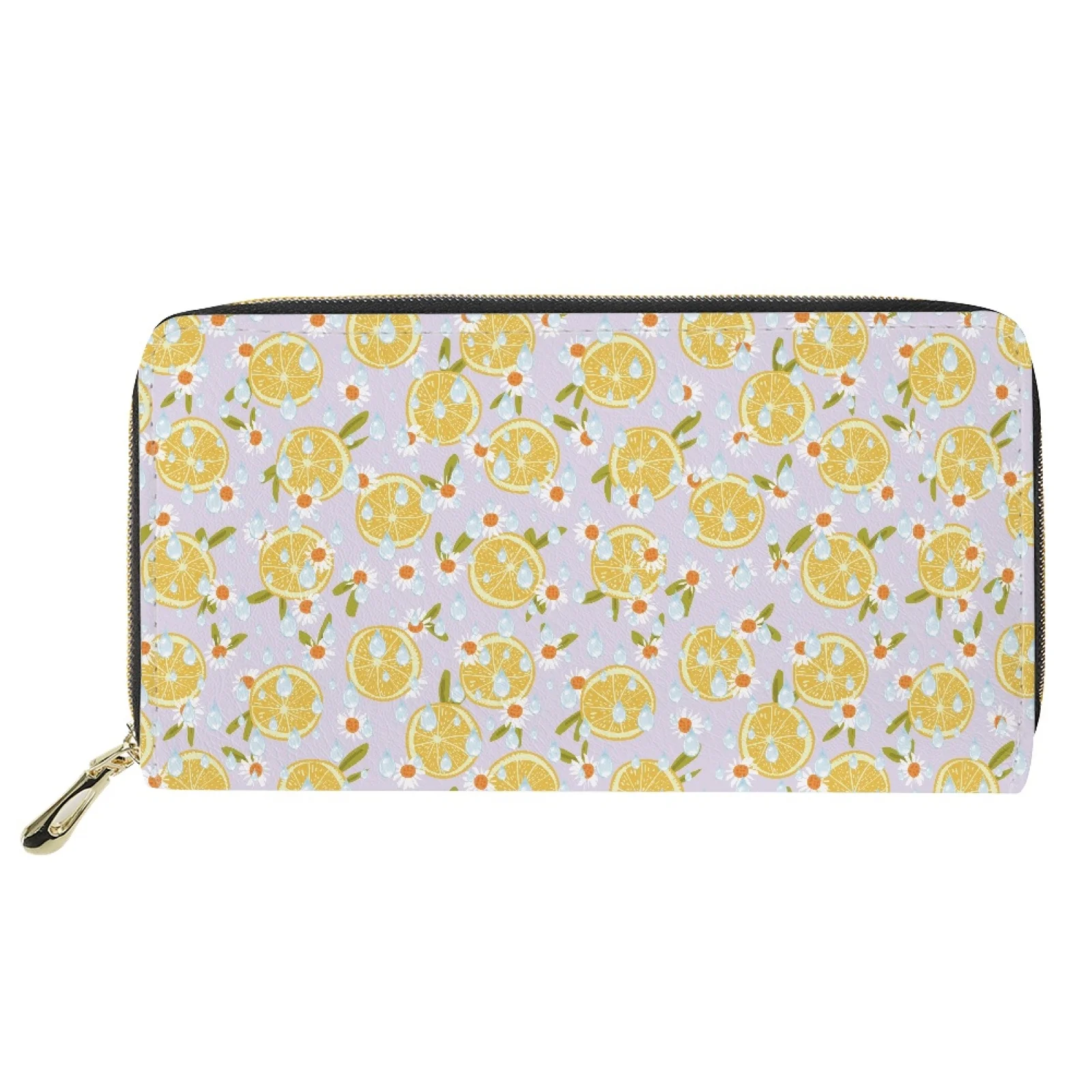 HYCOOL Fashion Wallet Women Luxury Long Purses Clutch Lemon Printed Money Holder ID Card Leather Organizer Travel Bags