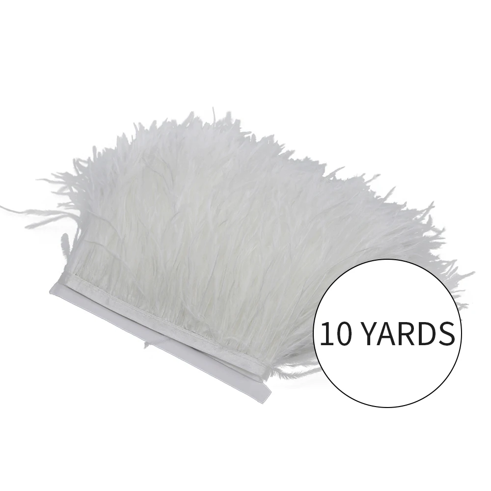 

10 Yards/Lot High Quality Ostrich Feather Trim Thick Fluffy Long Feathers on Tape Wedding Accessories Carnival Decoration plume