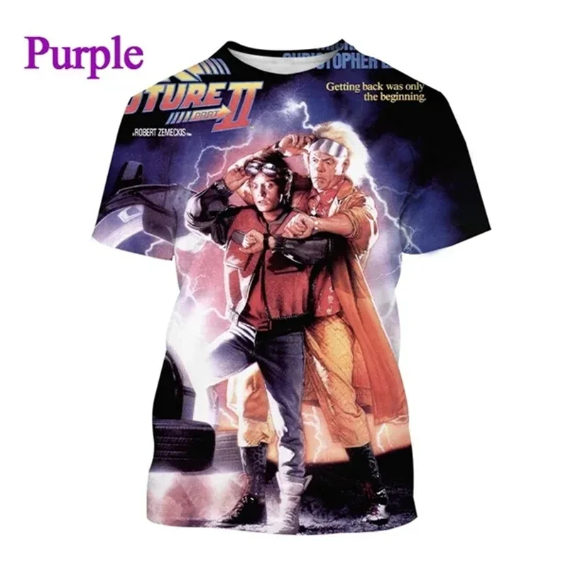 Movie Back To The Future 3D T-shirt Men's And Women's Harajuku Style Streetwear Printed Short-sleeved Cosplay Men's Clothing