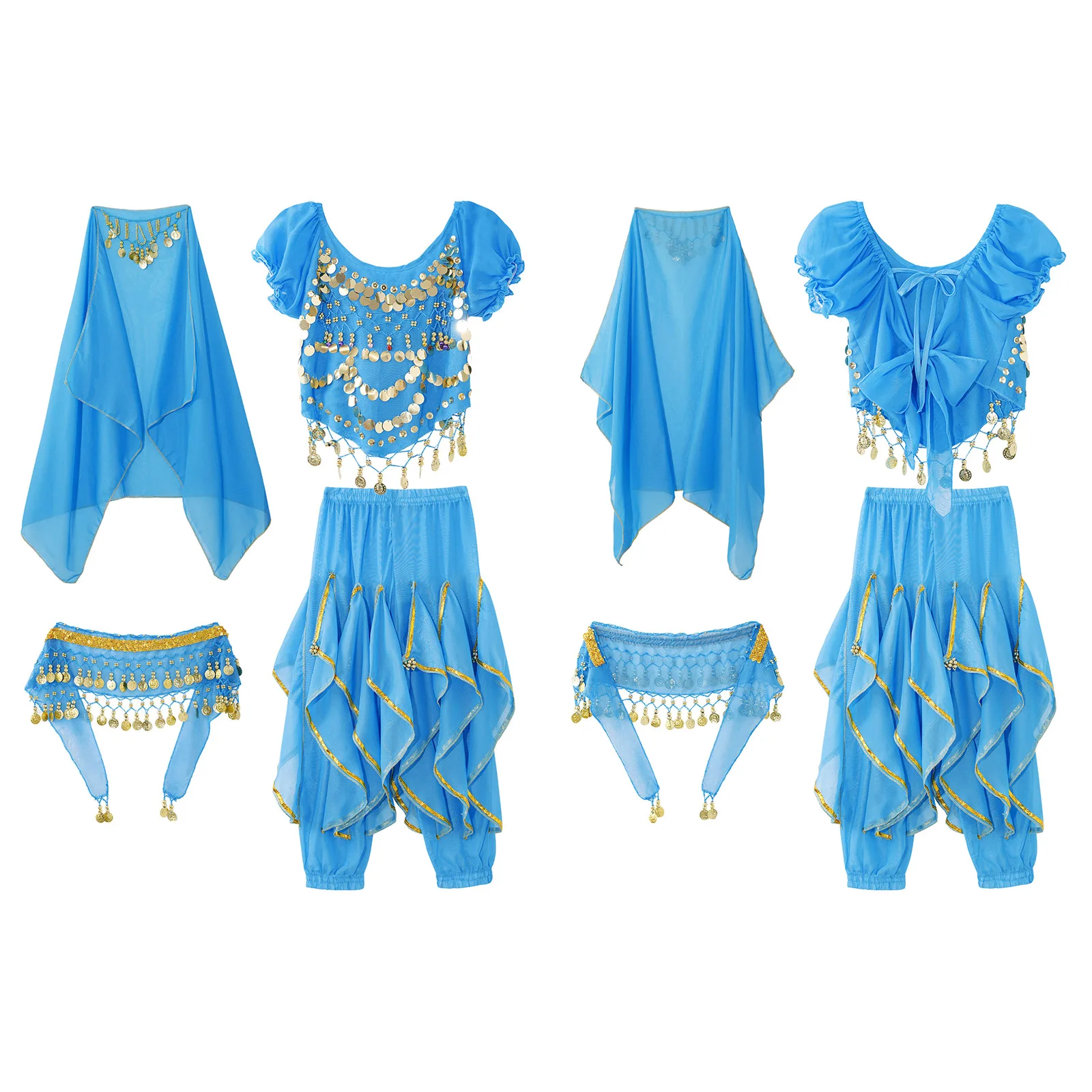 Fashion New Style Child Belly Dance Indian Dance Costume Set Bollywood Children Outfit Belly Dance Performance Clothes Sets