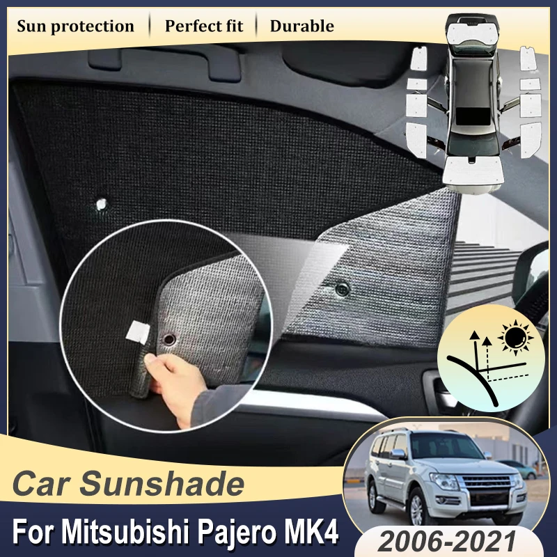 Image of Sonnenblenden für Mitsubishi Pajero V80 V93 5-Türer 2006-2021 Zubehör MK4 Windschutzscheiben-Sonnenschutzabdeckung Autoteile Zubehör.