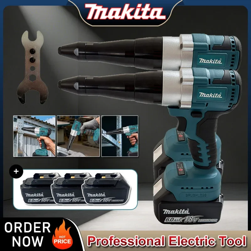 

Makita 25000N Brushless Electric Rivet Gun Cordless 3.2-4.8mm Rivet Nut Gun Drill Insert Auto Power Tool For Makita 18V Battery