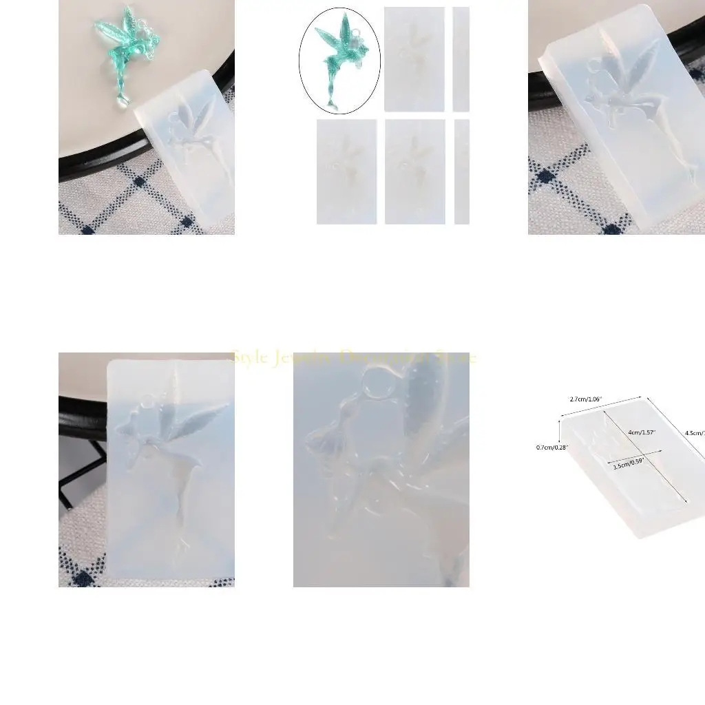 

D46E 5pcs Christmas Resin Molds Silicone Resin Angel Fairy Ornaments Pendant Molds for Epoxy Resin DIY Crafts Jewelry Keychain