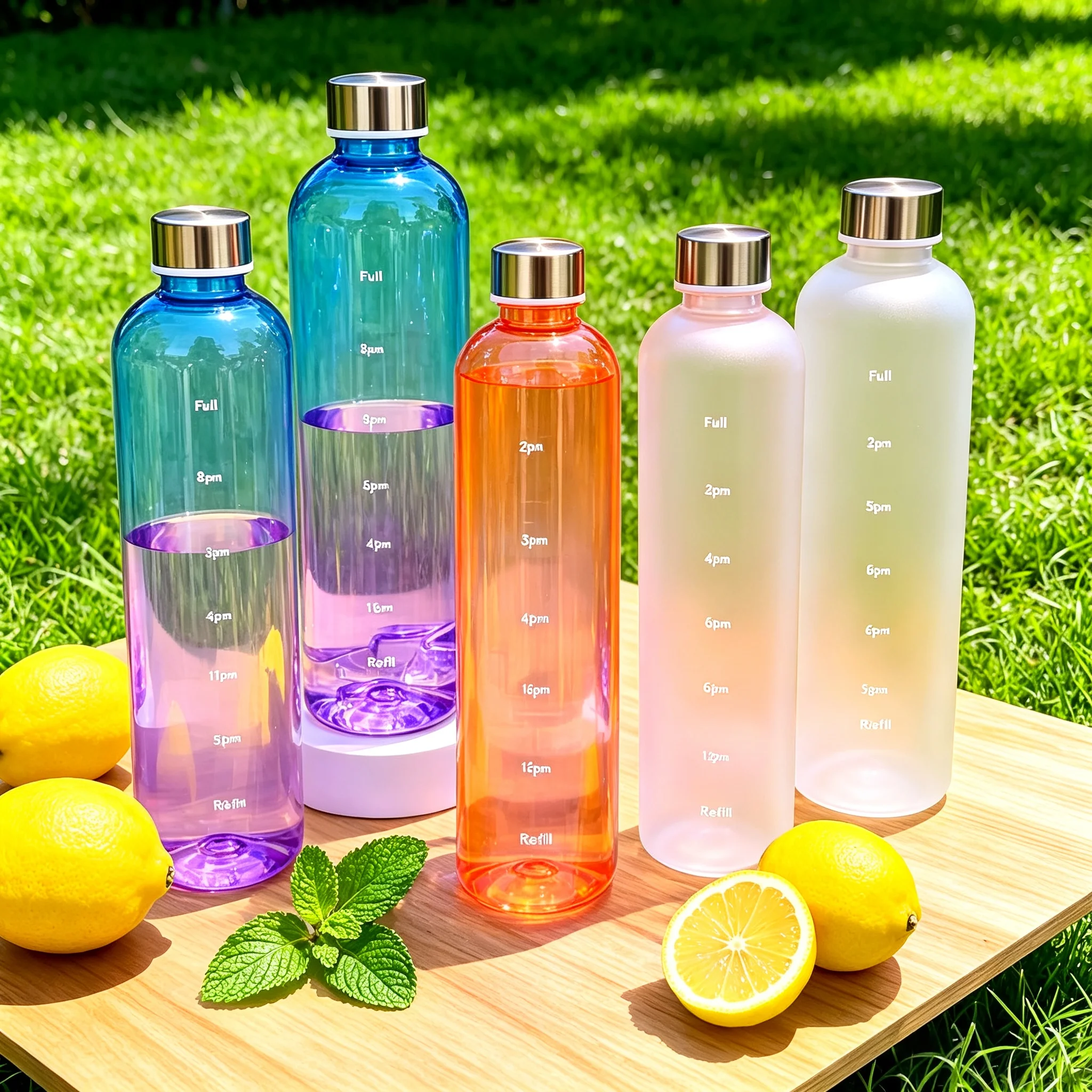 1000ml Bottle With Time Marker 32 OZ Motivational Reusable Fitness Sports Outdoors Travel Leakproof BPA Free Frosted Plastic