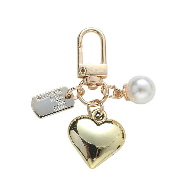 Acrylic Love Keychain Pendant Pearl Lettering Listing Metal Accessories Earphone Cover Bag Decoration