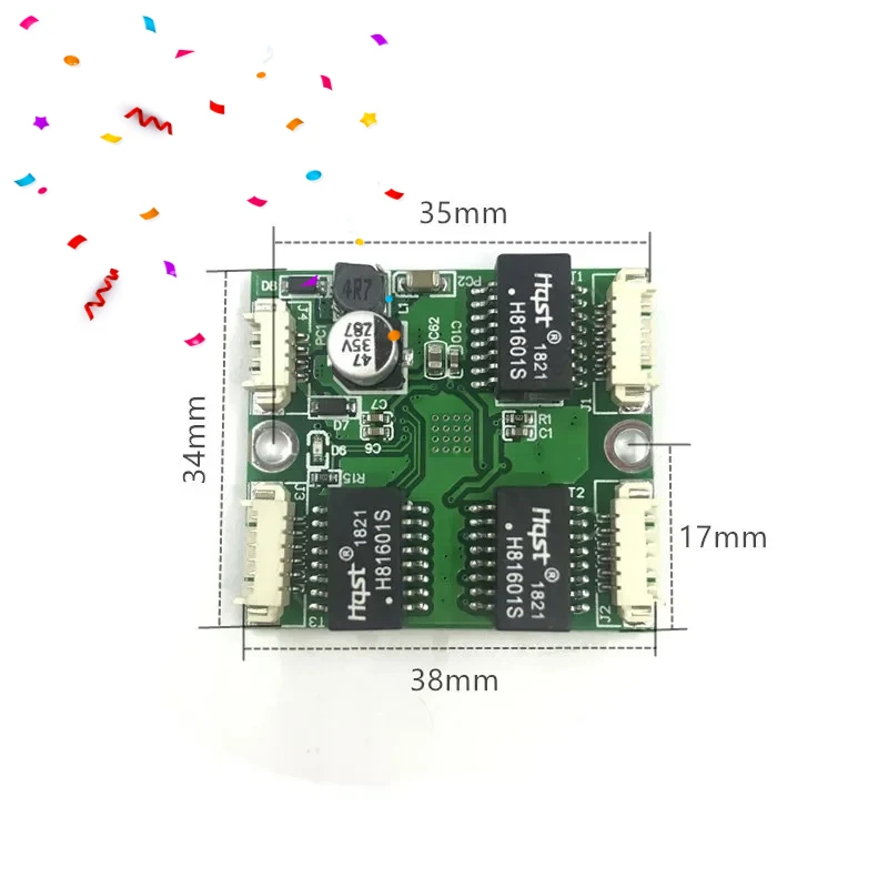 Modul Sakelar PBC Mini Modul OEM PBC Ukuran Mini 3/4/5 Port Sakelar Jaringan Papan Pcb Modul Sakelar Ethernet Mini 10/100Mbps