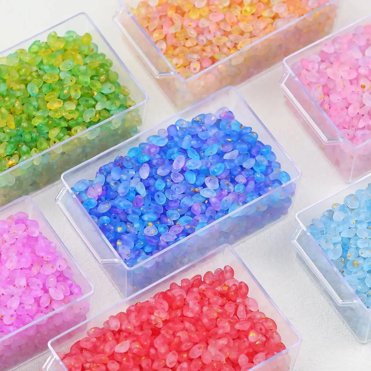 5x7mm 3000pcs 6 Colors Set Plastic Frosted Two Tone dotted Gold Slanted Tube Beads DIY Bracelet Necklace Jewelry Craft Making