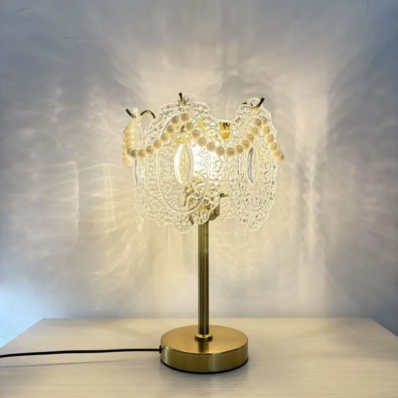 French Luxe Decor Table Lamp Grand Home Lighting for Bedroom Nightstand Desk Ambience Room Decor Lamps for Bedroom Light LED
