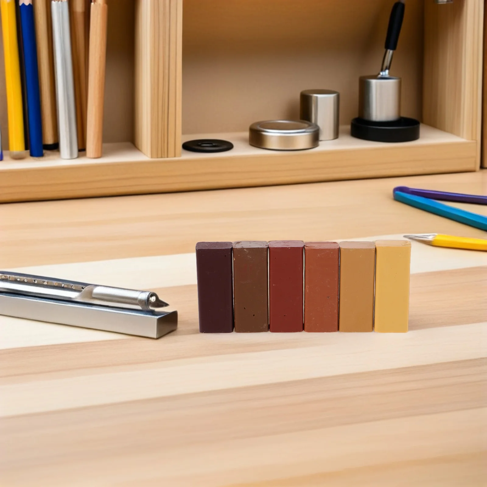 6 قطعة إصلاح الأثاث الشمع العصي حشو الخشب للخدوش تكنولوجيا الحرارة المحمولة اللمس حتى أداة لطاولات الأرضيات الخشبية #5