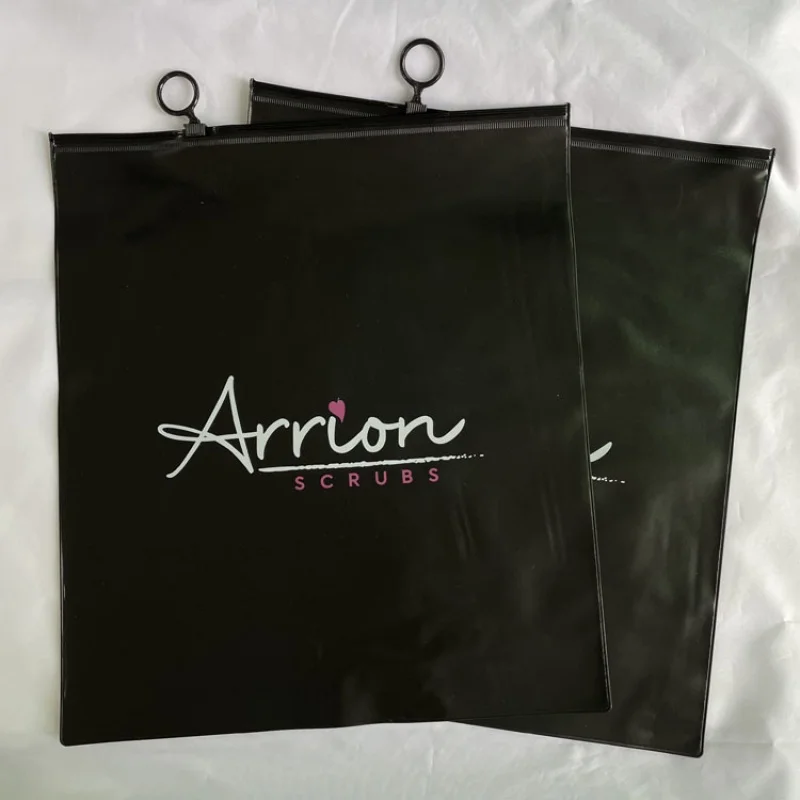 Custom. eco friendly black PVC slider frosted ziplock plastic zipper bag for clothes durable jeans/dress/coat pouch packaging ba