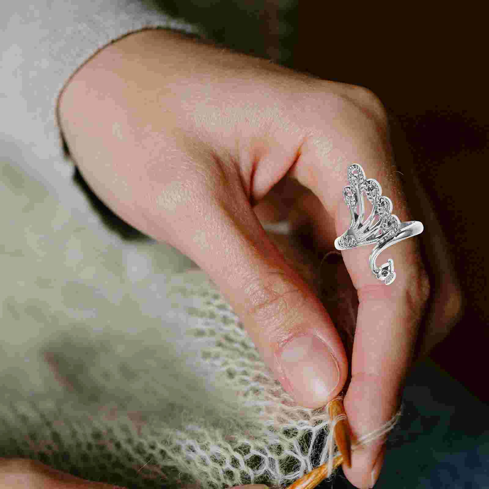 Hook Ring Crochet Peacock Finger Ornament Multi-purpose Open Retro Design Delicate Decoration