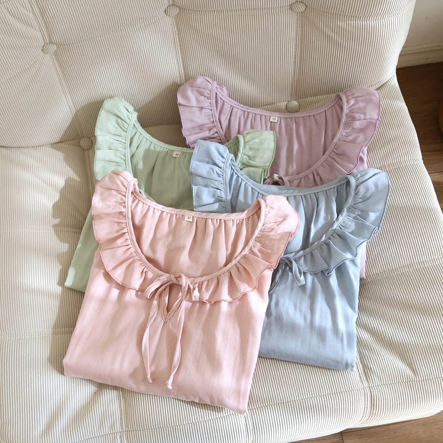 

Cotton Ruffles O-Neck Nightgowns Nightwear Nightie Sleeveless Dress Summer Women's Sleepwear Nightdress