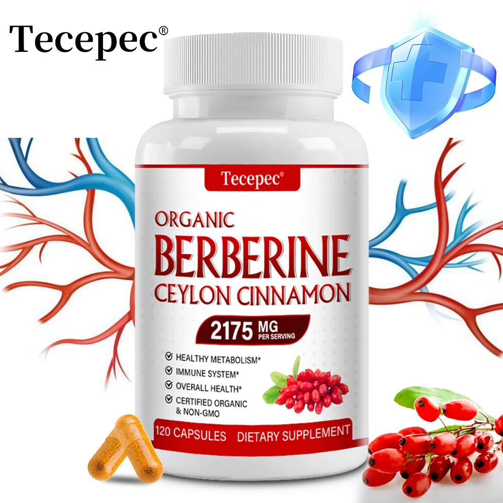 Berberina con cápsulas de canela de Ceilán: salud cardiovascular y digestiva, apoya el sistema inmunológico, antioxidante