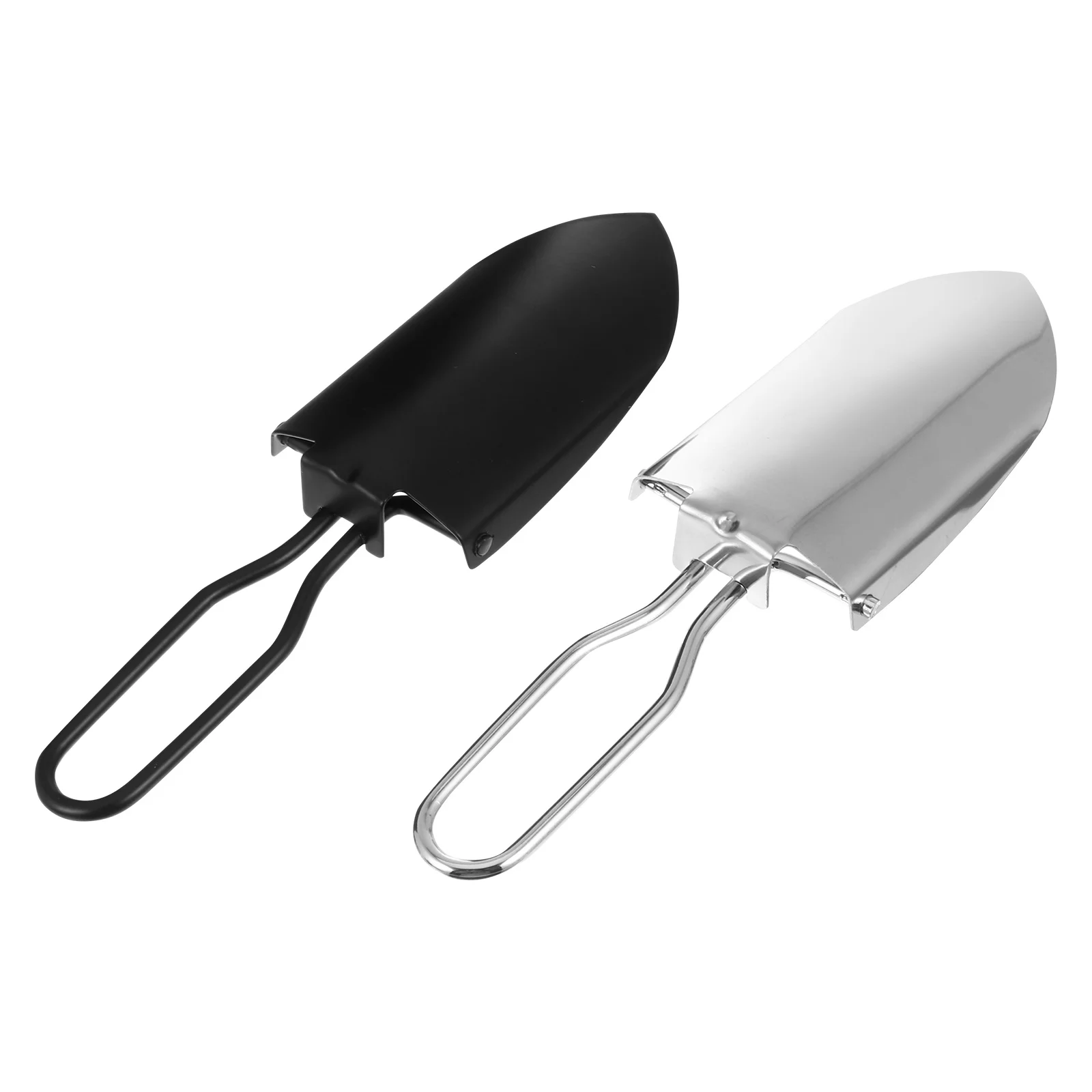 

2pcs Stainless Steel Gardening Shovel Silver Black Ergonomic Handle Multi-Purpose Garden Tool For Planting Bonsai Outdoor