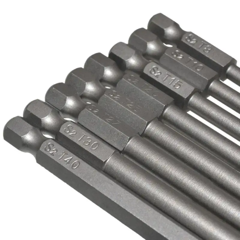 8Pcs 1/4" Hagonal Drill Screwdriver Bit Set 200mm 7.9" Bit Star Screw Star Screw Driver Drill Bit