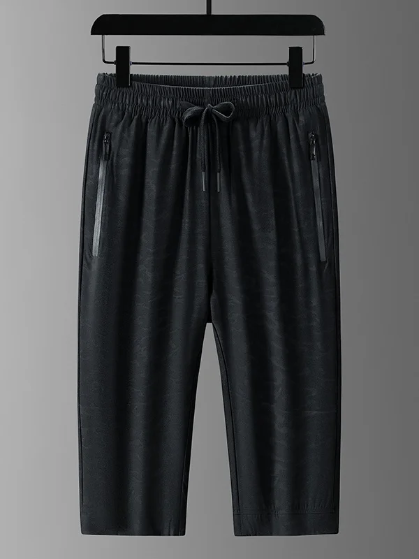 

Ice Silk Loose Fit Sports orts Men's Summer Thin Smooth Seven-Foot Beach Casual Elastic Cool Feeling Breathable Straight Le...