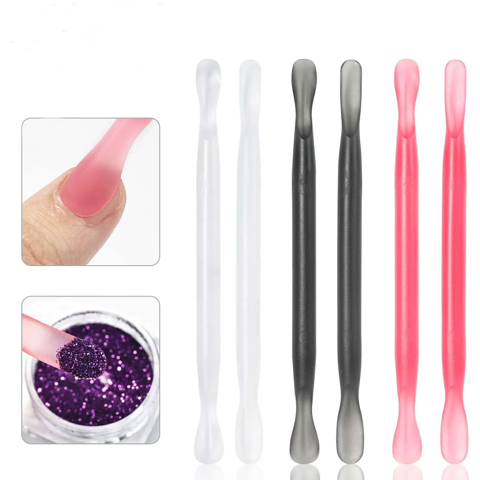 

2pcs Nail Cuticle Pusher Plastic Double End Reusable Manicure Cuticle Dead Skin Remove Pedicure Sticks Nail Art Clean Care Tools